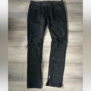 Mnml distressed zipper jeans